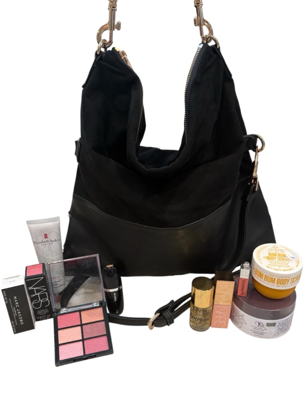 Neiman Marcus Suede & Leather Shoulder Bag